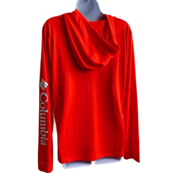 NEW Columbia Omni Shade Hoodie Performance Neon Orange V Neck Long Sleeve L - Picture 3 of 7
